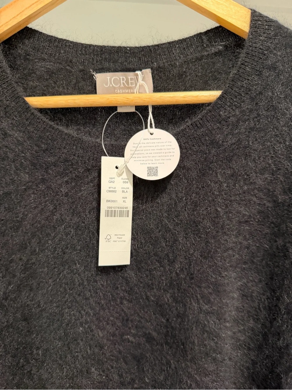 NEW J. Crew Brushed Cashmere Relaxed T-Shirt Sweater Size XL Black $168 CM662